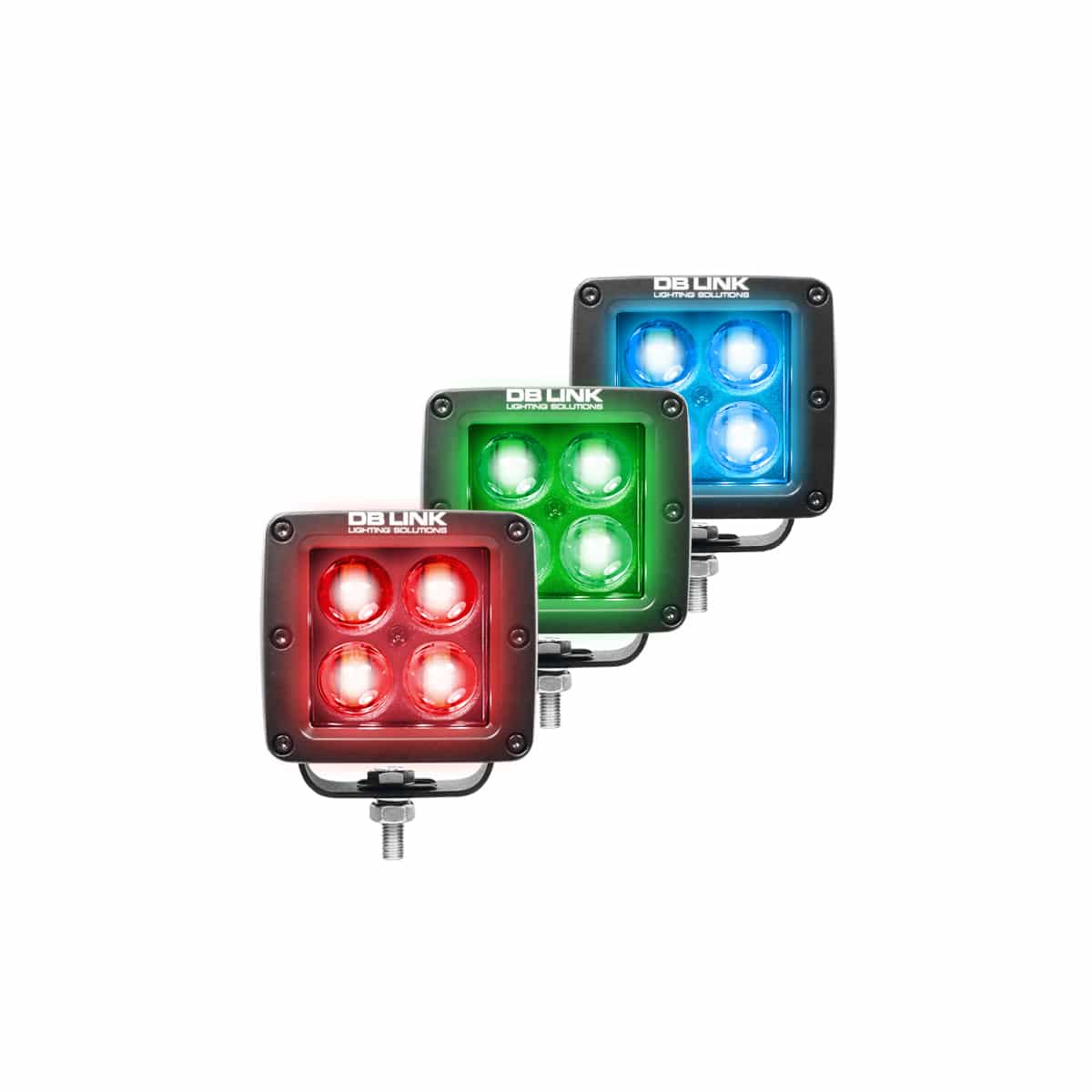 Faros de conducción Cuadrados RGB DB Link Lightning Solutions DBSM4D-K-RGB 1080 lúmenes 6000k 4 Pulgadas