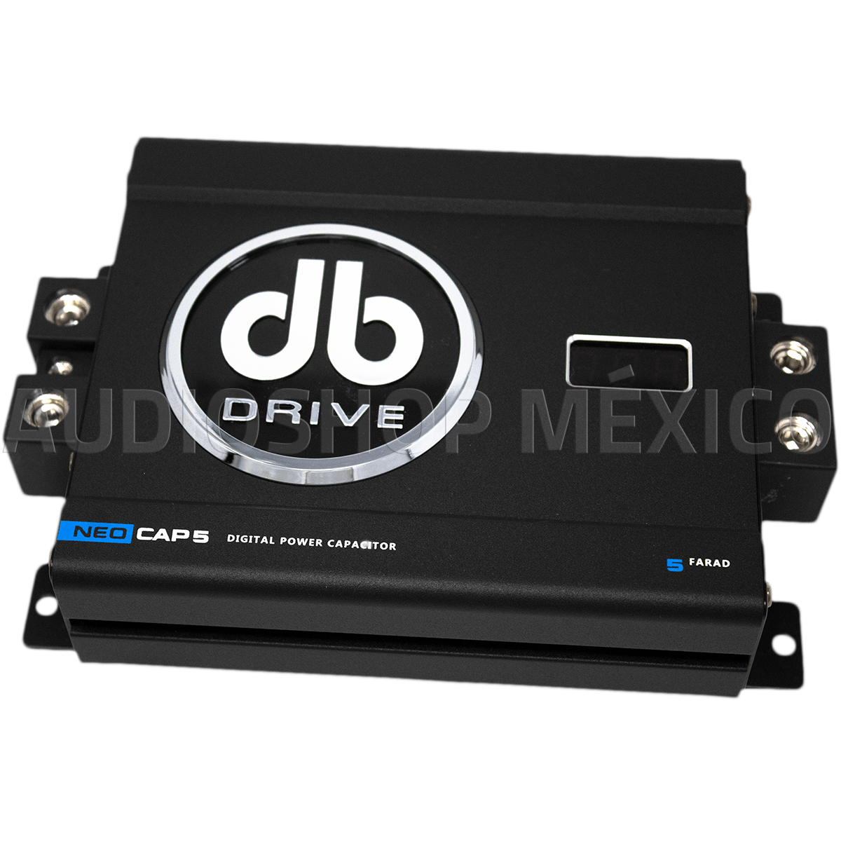 Capacitor de potencia Digital DB Drive NEOCAP5 5 Faradios 12-24 VDC Tamaño compacto con medidor de voltaje