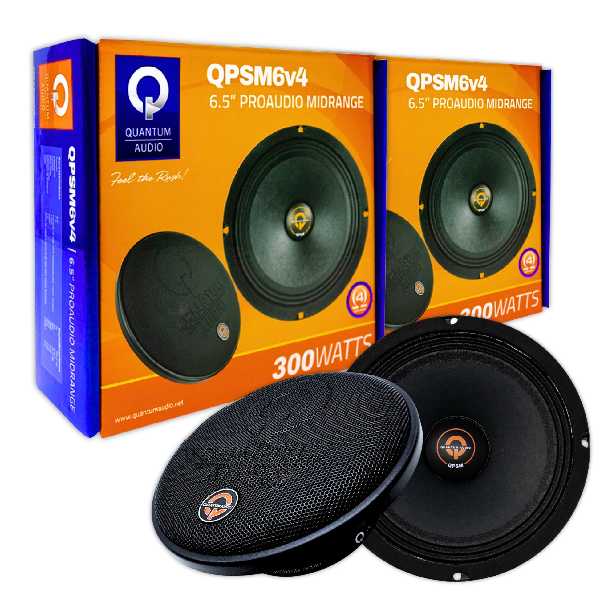 Par de Medios Rangos Quantum Audio QPSM6v4 300 Watts 6.5 Pulgadas 4 Ohms 175 Watts RMS