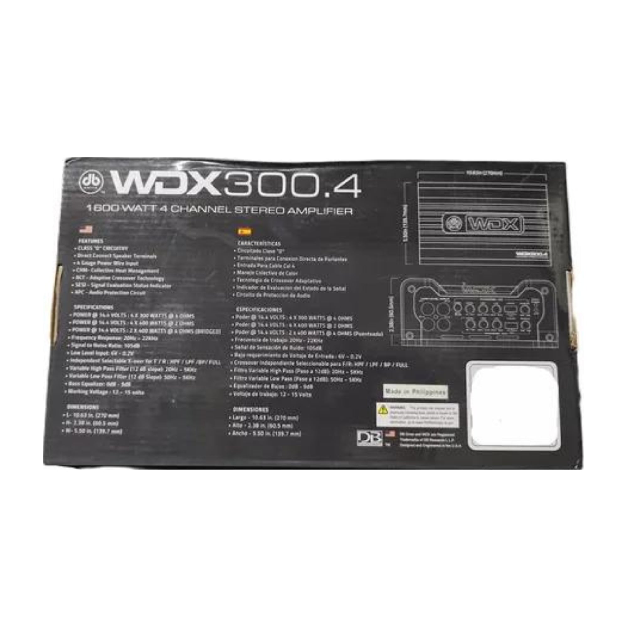 Amplificador 4 Canales DB Drive WDX300.4 1600w Clase D