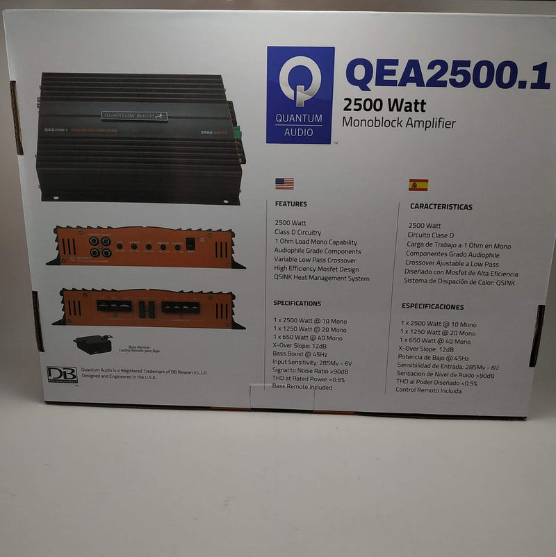 Amplificador Monoblock Quantum Audio QEA2500.1 2500 Watts Clase D 1 Ohm QEA Series