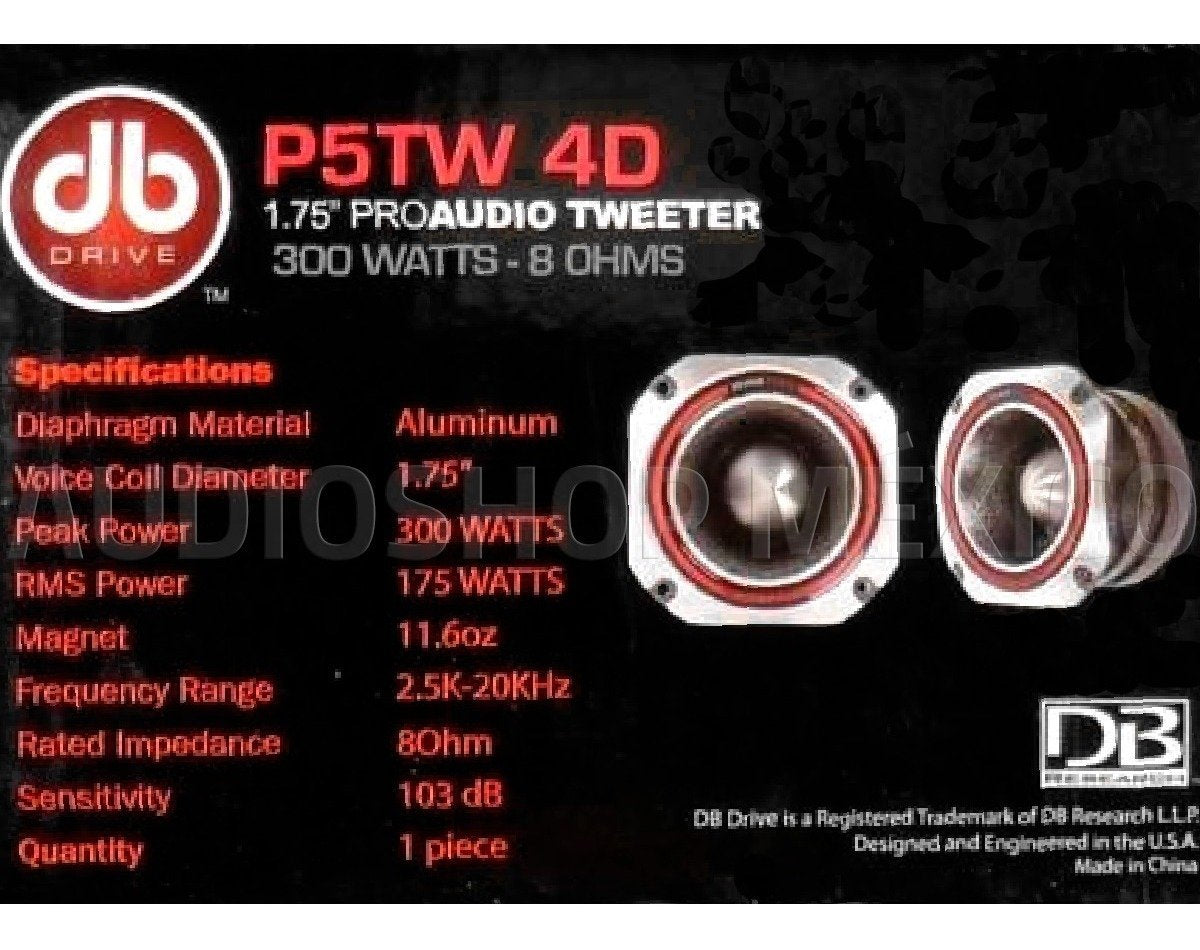 Tweeters de Bala DB Drive P5TW 4D 300 Watts 1.75 Pulgadas Open Show 170 Watts RMS (Venta por par)