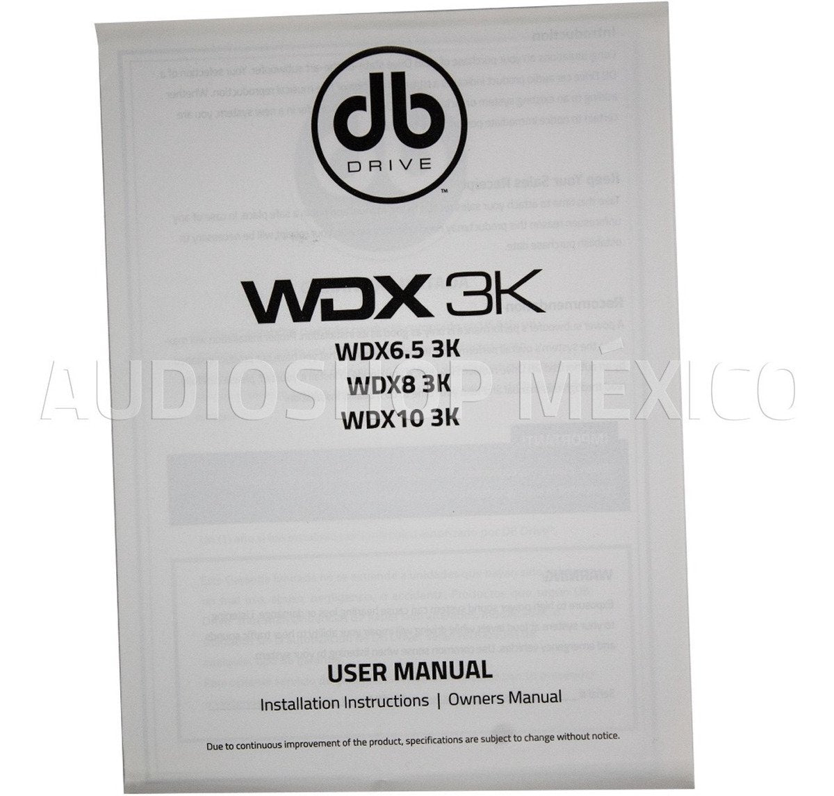 Subwoofer Profesional DB Drive WDX10 3K 1500 Watts 10 Pulgadas 4 Ohms Doble Bobina WDX Series