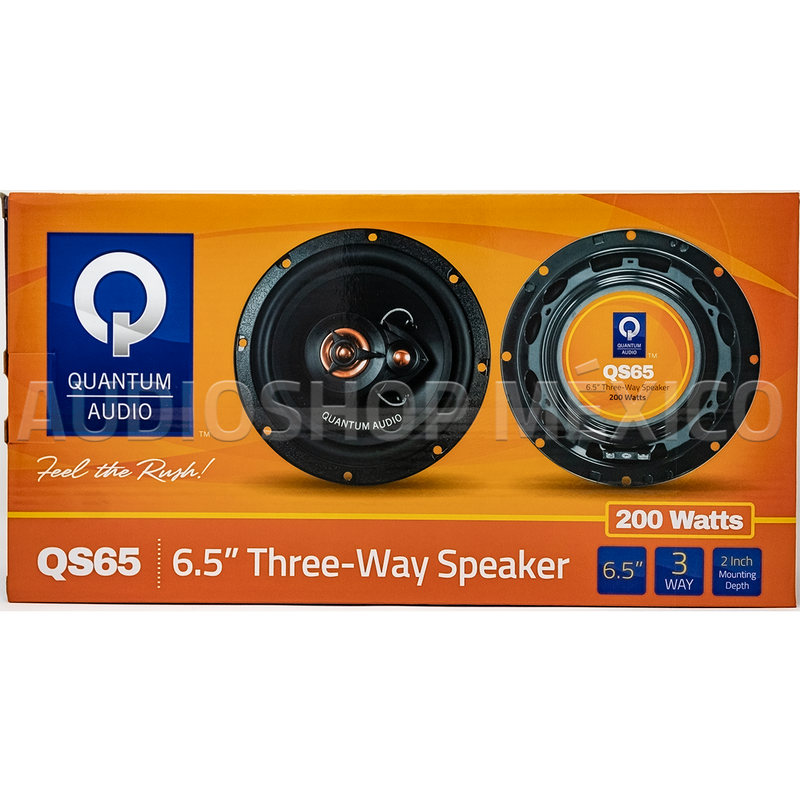 Paquete de 4 Bocinas Coaxiales 6.5 Pulgadas Quantum Audio Qs65 200 Watts 3 Vías 55 Watts RMS con Tweeters