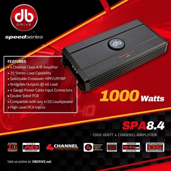 Amplificador 4 Canales Db Drive Spa8.4 1000 Watts Clase Ab Speed Series - Audioshop México lo mejor en Car Audio en México -  DB Drive