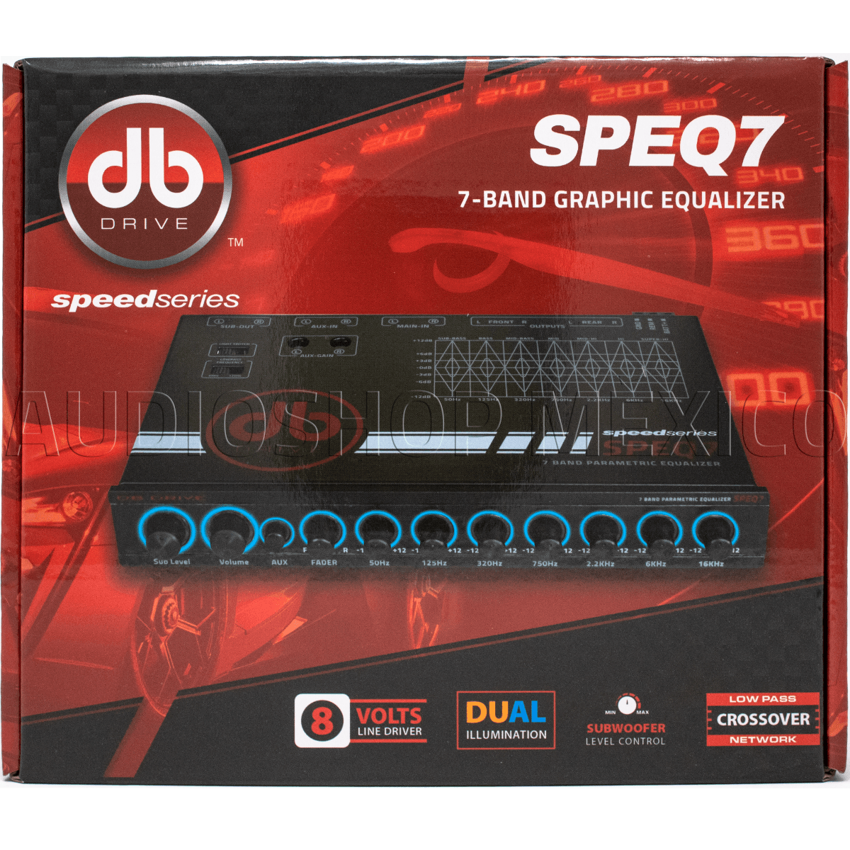Ecualizador Paramétrico 7 Bandas DB Drive SPEQ7 8 Volts con Control de volumen variable Speed Series