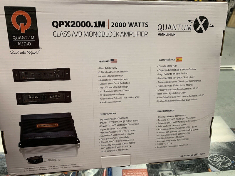 Amplificador Monoblock Quantum Audio QPX2000.1M 2000 Watts Clase AB con Control de bajos QPX Series