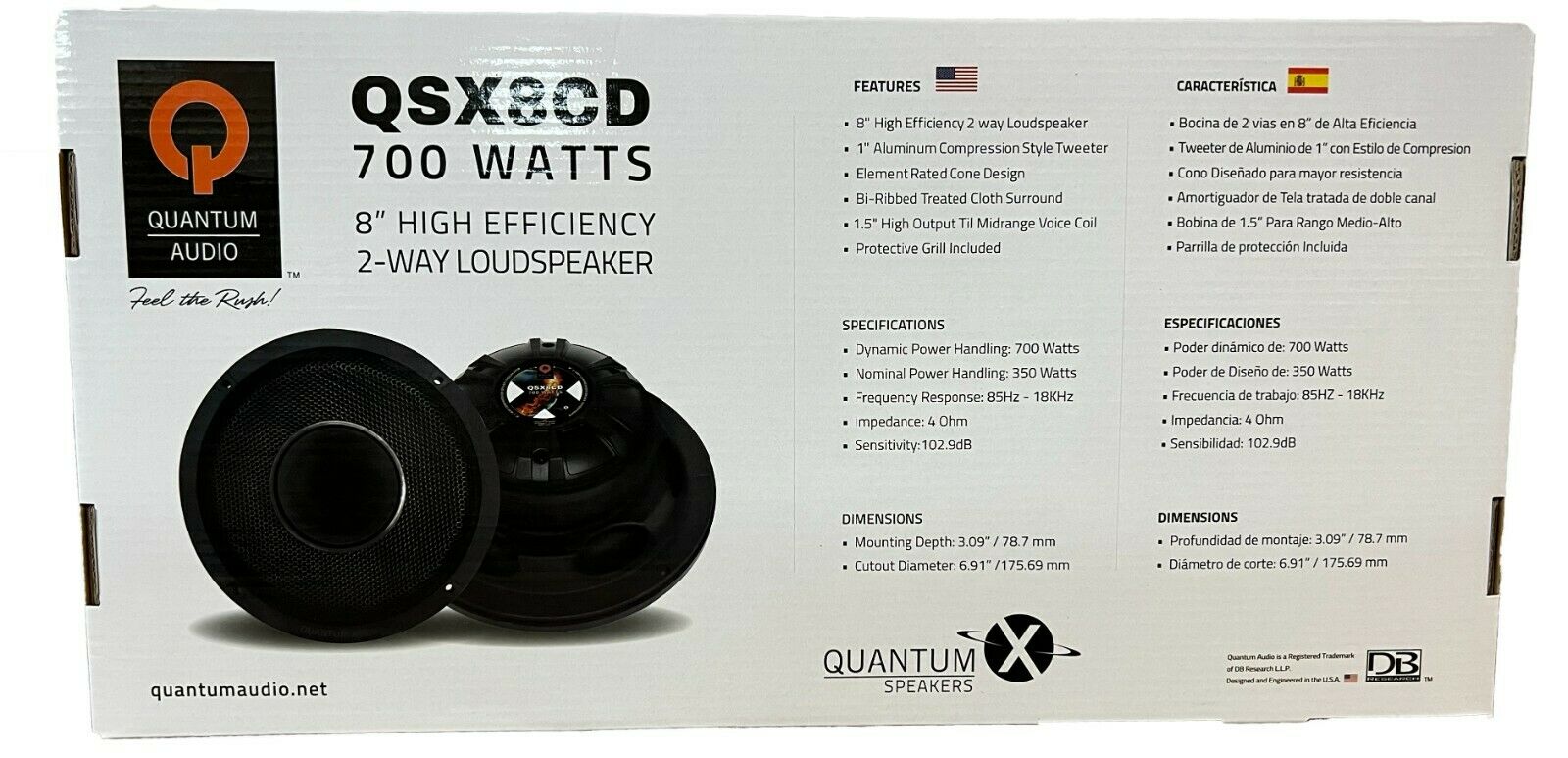 Bocinas Coaxiales Quantum Audio QSX8CD 700 Watts 8 Pulgadas 4 Ohms Alta Eficiencia